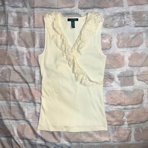 NWOT Lauren Ralph Lauren Lace Trimmed Shirt